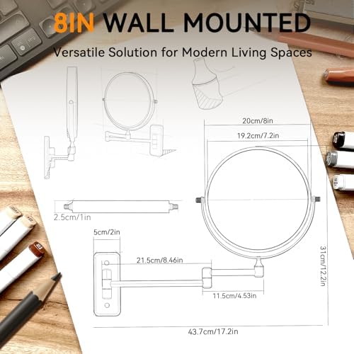 Auxmir 1X20X Double-Sided Wall Mirror with Tweezers 1