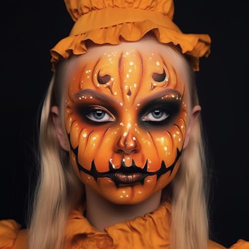 BOBISUKA Pumpkin Face Paint Halloween Makeup Kit for Kids Adults