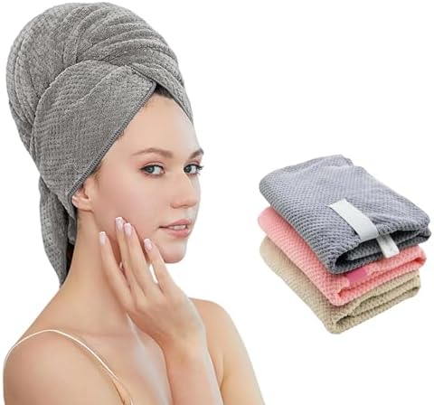 SURPRISE PIE Women Microfiber Hair Towel Wrap - Grey