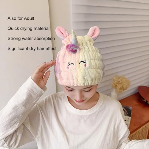 NAWPHEKI Unicorn Hair Drying Towel Cap 2Pcs