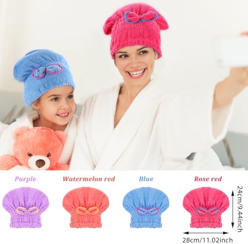 Giantree 4 Pcs Microfiber Hair Towels Ultra Absorbent and Quick-Drying