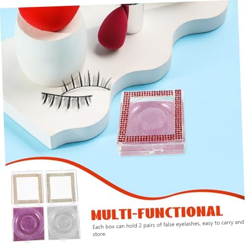 2pcs Rhinestone Eyelash Storage Box Stylish Case for Travel 1