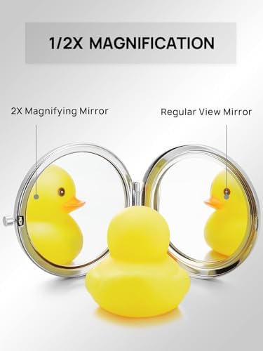 Compact Double-Sided Mirror for Purse with 1X2X Magnification