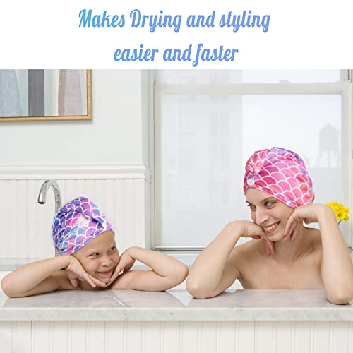 ELLEWIN Mermaid Hair Towel Wrap 2 Pack for Kids and Women
