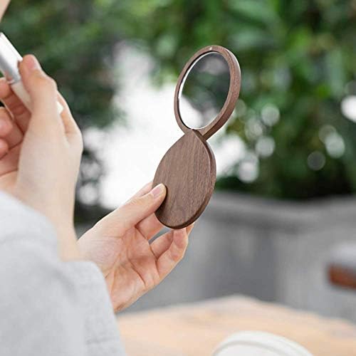 VinAmy Portable Makeup Mirror with Peach Wood Frame
