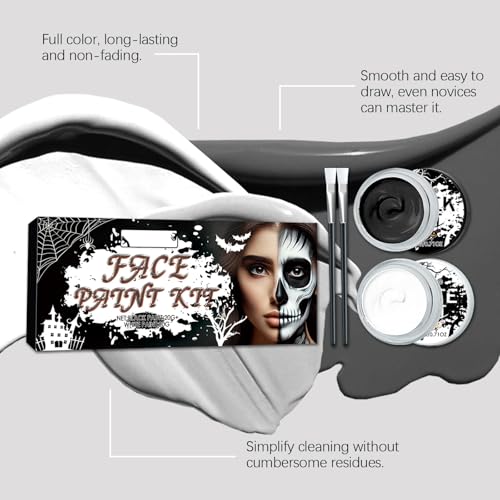 Black and White Halloween Face and Body Paint Set