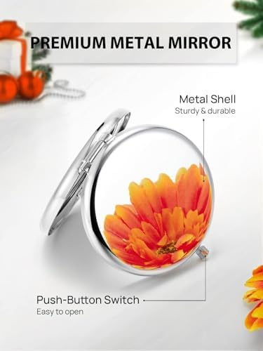 Compact Double-Sided Mirror for Purse with 1X2X Magnification