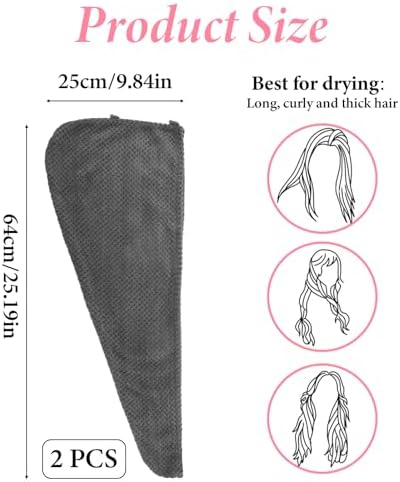 Yuomeaz 2 Pack Microfiber Hair Towel Wrap