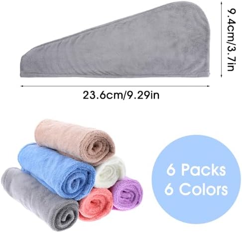 MAQUITA 6pcs Microfiber Hair Drying Towels 24x60cm