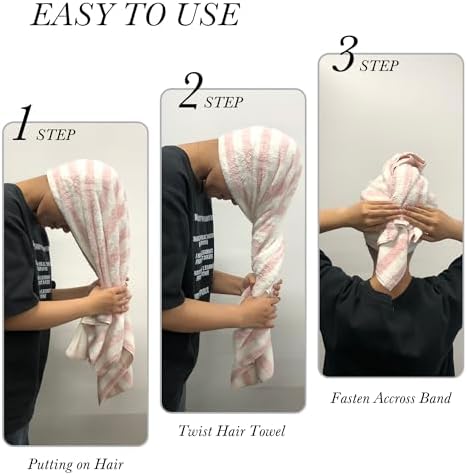 Chloven Soft Microfiber Hair Towel Wrap - 2 Pack Quick Drying