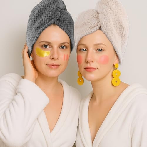 Yuomeaz 2 Pack Microfiber Hair Towel Wrap