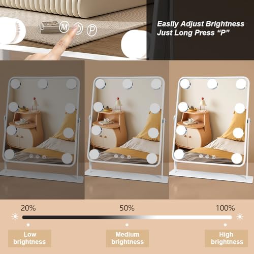 YEKKOPT Lighted Vanity Mirror with 9 LED Bulbs and 360 Rotation 1