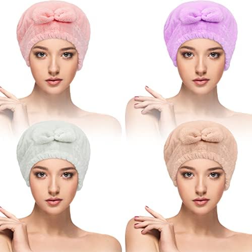Sureio 4 Pcs Microfiber Hair Drying Towels