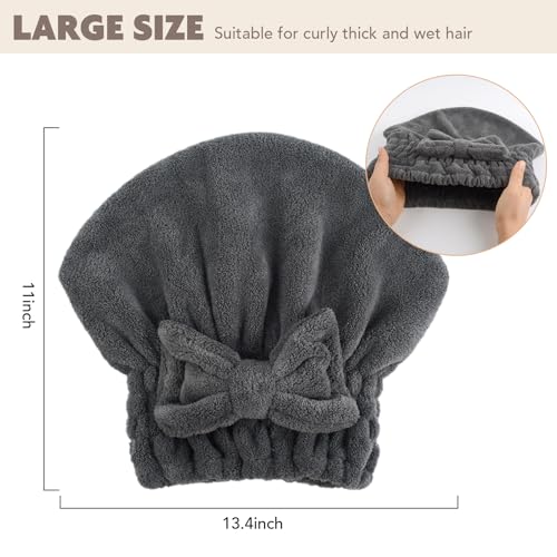 SUNLAND 2 Pack Large Microfiber Hair Drying Caps