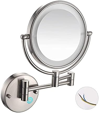 DEIHGE 8 Inch Wall Mounted LED Makeup Mirror with 10X Magnification