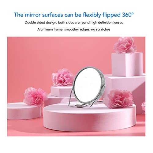 FILFEEL 2 Sided Vanity Mirror with 360 Degree Rotation and Foldable Stand