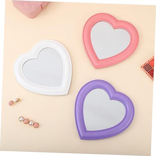 2pcs Heart-Shaped Makeup Mirrors Wall-Mounted Desktop Use