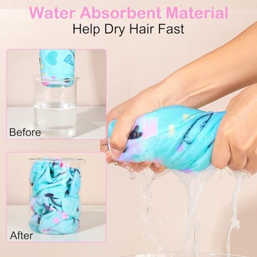 Basumee Microfiber Hair Towel Wrap 2 Pack for Kids Women