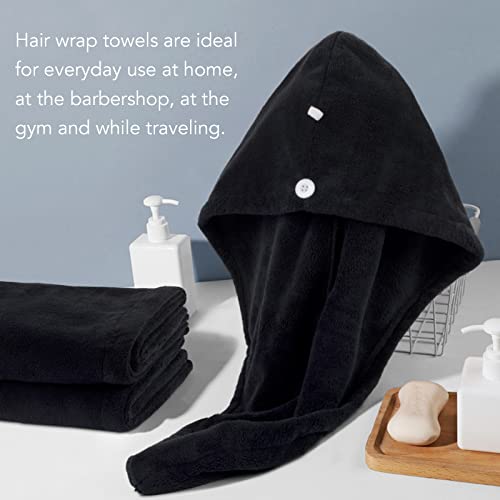 SINLAND Microfiber Hair Drying Cap 3 Pack Black