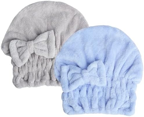 HOPESHINE Microfiber Hair Towel Cap - Quick Dry Super Absorbent Anti Frizz