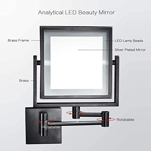 DEIHGE 8 Inch LED Wall-Mounted Makeup Mirror with 3X Magnifying