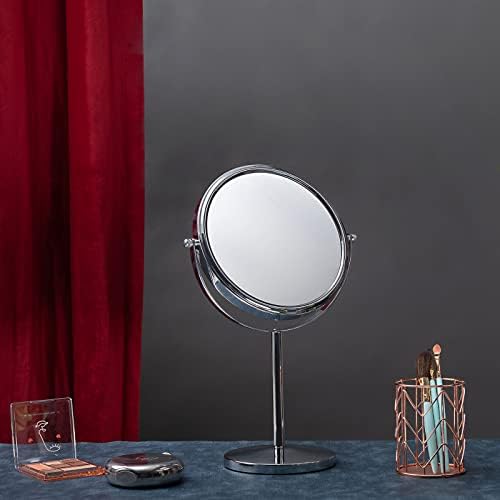 15 Tall Classic Round Magnifying Makeup Mirror with 1X10X and Swivel Stand