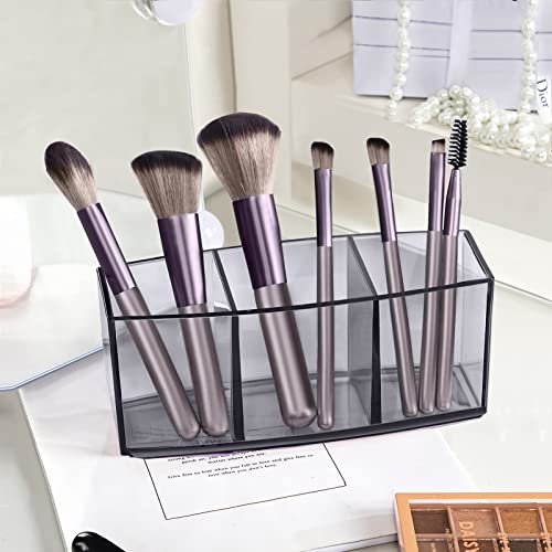 HBlife Clear Makeup Brush Holder Organizer with 3 Slots 1