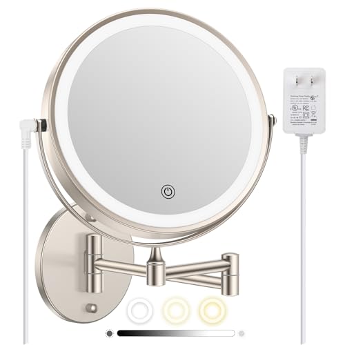 FASCINATE Rechargeable Wall Mirror with Lights and 10X Magnification