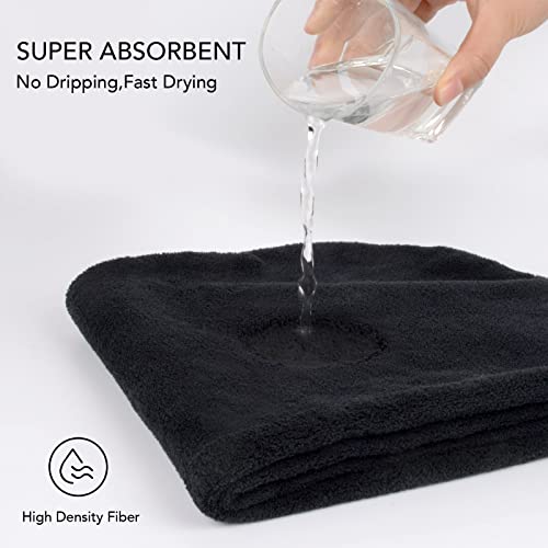 SINLAND Microfiber Hair Drying Cap 3 Pack Black