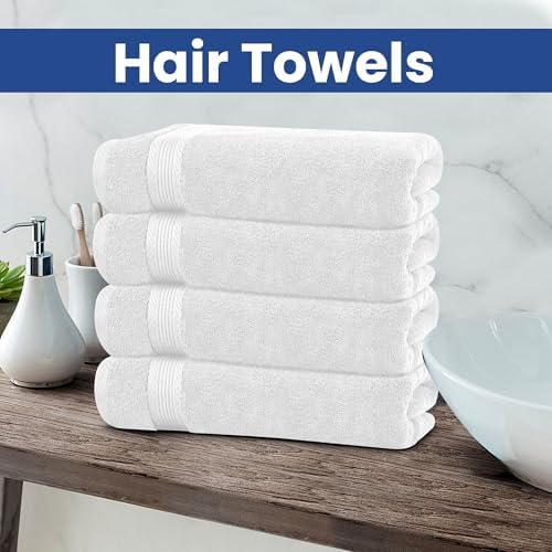 Linteum Luxury Hair Towels 100 Cotton 20x40 Inches Pack of 6