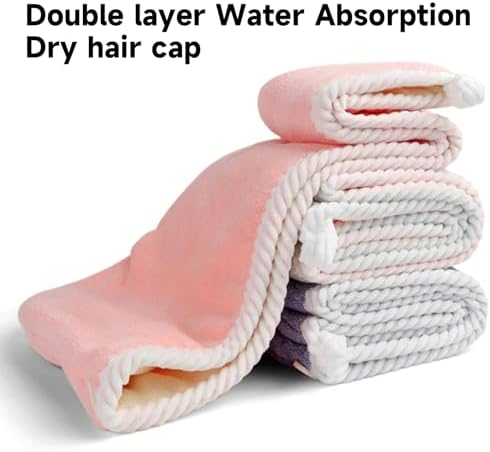 XPZKAIYUE Microfiber Hair Towel Wrap for Women and Kids Pink White