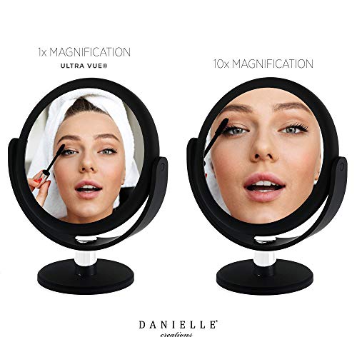 Danielle Creations Soft Touch Black Round Vanity Mirror 10X Magnification