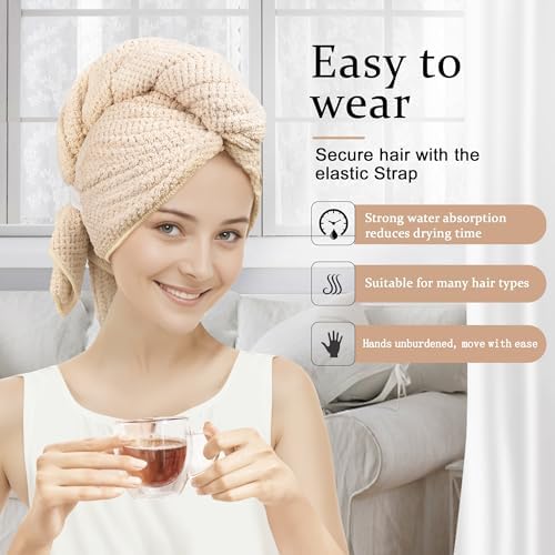 Luckzong Microfiber Hair Towel Wrap for Curly Hair