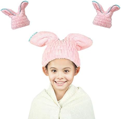 Kids Hair Towel Wrap Cartoon Rabbit Design Faster Drying