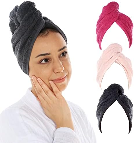 CACALA Terry Cloth Shower Cap for Women 3pcs Set