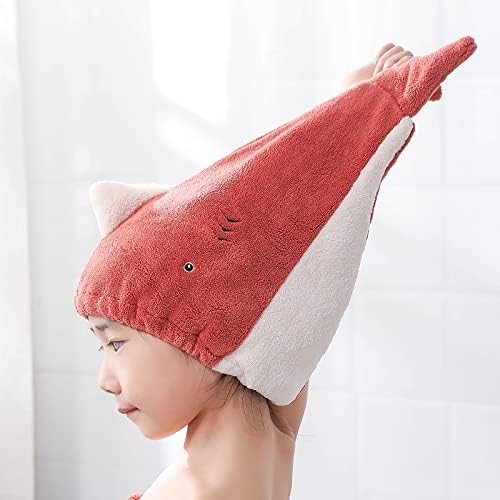 Foyadi Hair Drying Towel for Kids Girls Cute Cartoon Red