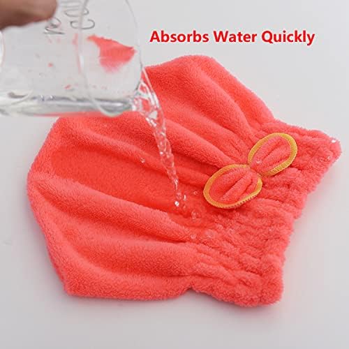 JIEOU Microfiber Hair Drying Cap 3 Packs Red Pink Yellow