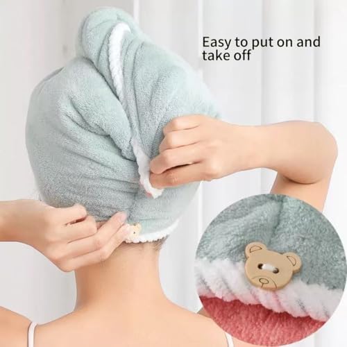 XPZKAIYUE Microfiber Hair Towel Wrap for Women and Kids Pink Green