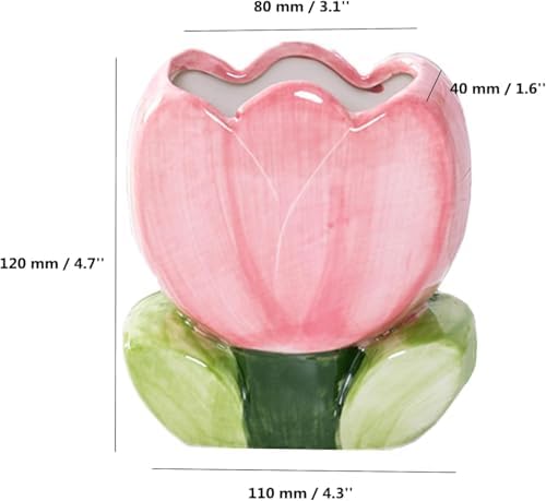 Ceramic Tulip Makeup Brush Holder Pink