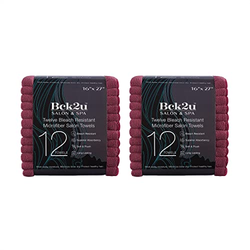 Arkwright Bleach Proof Salon Towels - 24 Pack 16x27 in Burgundy