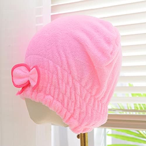 JIEOU Microfiber Hair Drying Cap 3 Packs Red Pink Yellow