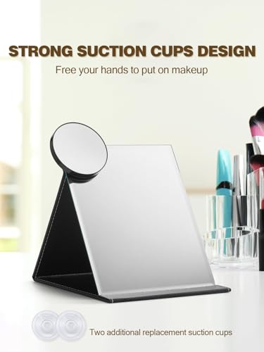 10X Magnifying Mirror with Suction Cups and Slant Tweezers Black