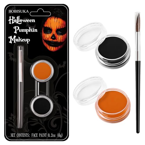 BOBISUKA Pumpkin Face Paint Halloween Makeup Kit for Kids Adults