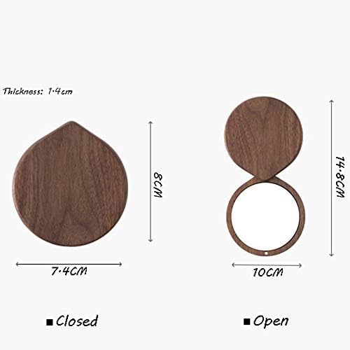 VinAmy Portable Makeup Mirror with Peach Wood Frame
