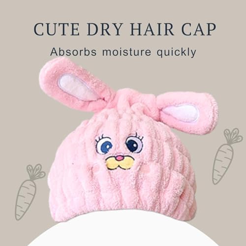 LCBD Microfiber Hair Towel Wrap Pink Rabbit Style