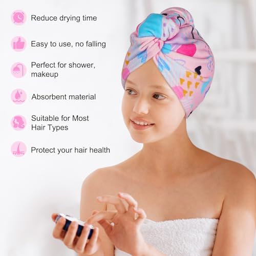 Basumee Microfiber Hair Towel Wrap 2 Pack for Kids Women