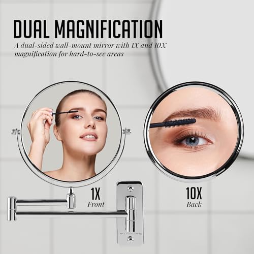 OVENTE 7 Wall Mirror with 1X10X Magnification and 360 Swivel