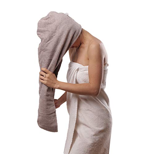 Aspen5 Extra Large Waffle Cotton Hair Towel Wrap Grey