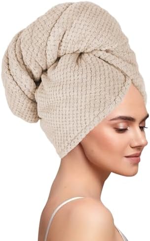 MaopaoBeauty Microfiber Hair Towel Wrap Khaki