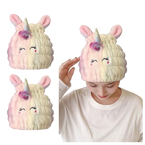 NAWPHEKI Unicorn Hair Drying Towel Cap 2Pcs